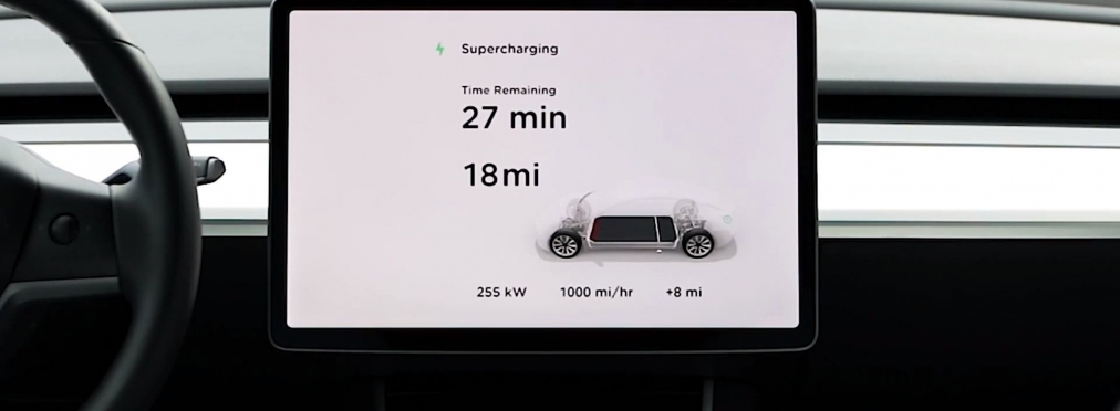 Новая зарядка Tesla заряжает электрокары за 15 минут