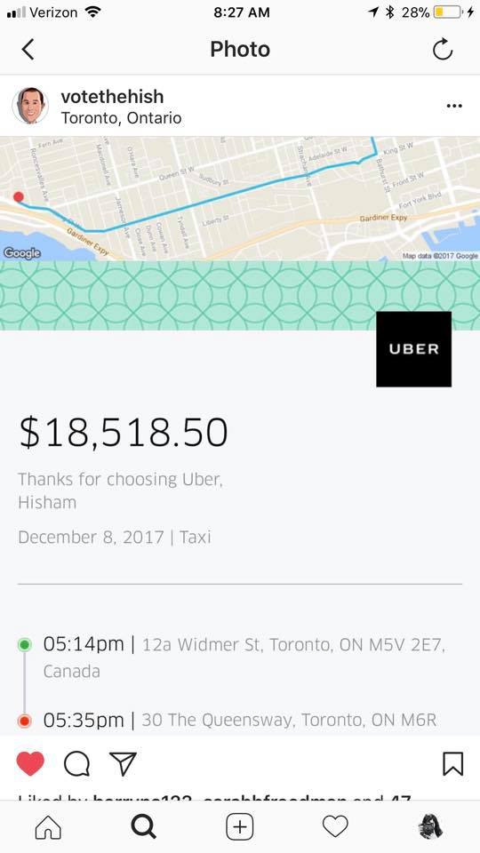 Клиент Uber заплатил 14 тысяч долларов за 20-минутную поездку 1