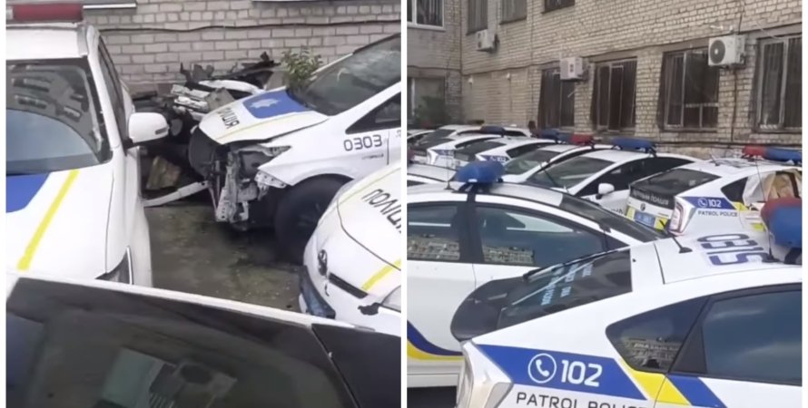  В Украине обнаружили свалку разбитых полицейских автомобилей (видео) 1
