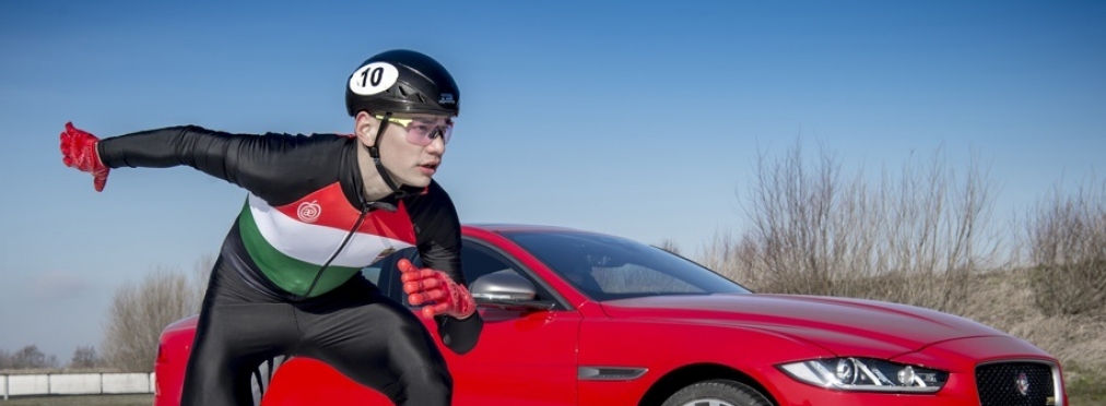 Jaguar XE сразился в скорости с конькобежцем-олимпийцем