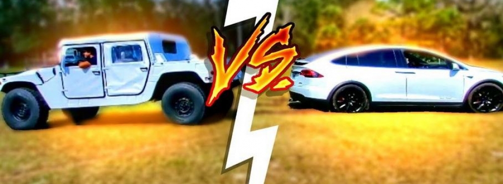 Кто кого: Tesla Model X против Hummer H1 и Ford F-450 (видео)