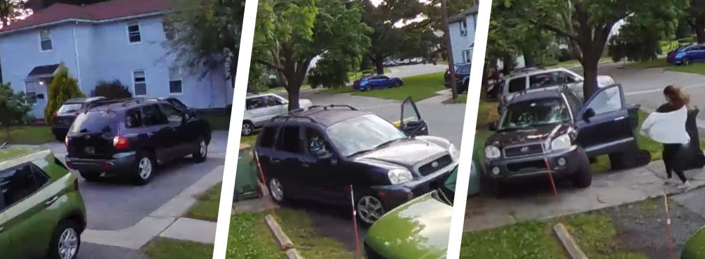 Девушка выпала из автомобиля при движении задним ходом (видео)