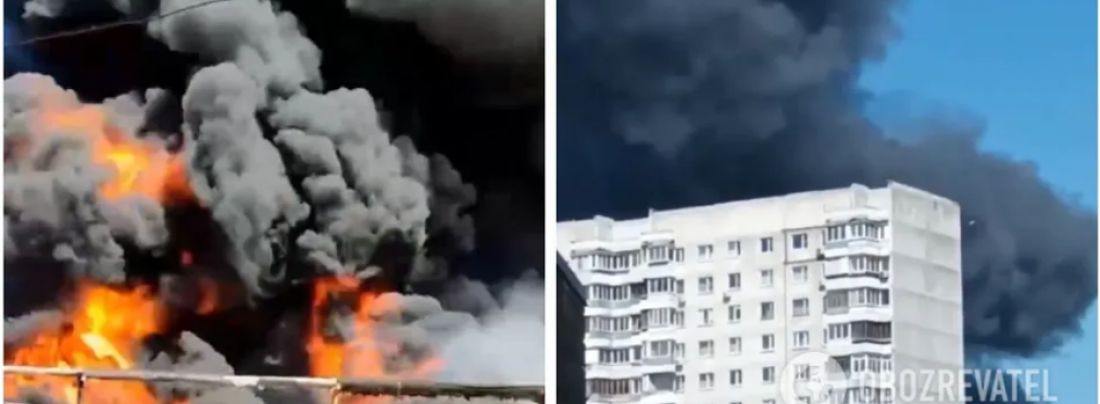 Горит Москва: пожар на складе автошин