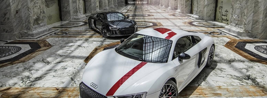 Два суперкара Audi R8 «сфотографировались» в здании за миллиард долларов