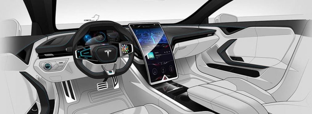 В Сети опубликованы рендеры обновленного интерьера Tesla Model S