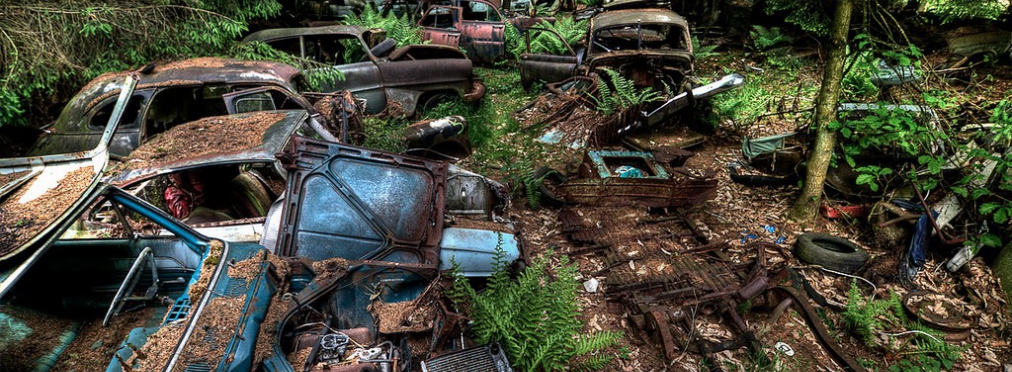 Автомобильное кладбище посреди бельгийского леса