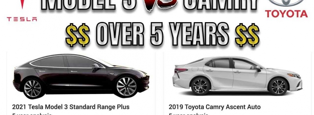 Tesla Model 3 VS Toyota Camry: эксперты сравнили стоимость 5-летнего владения авто