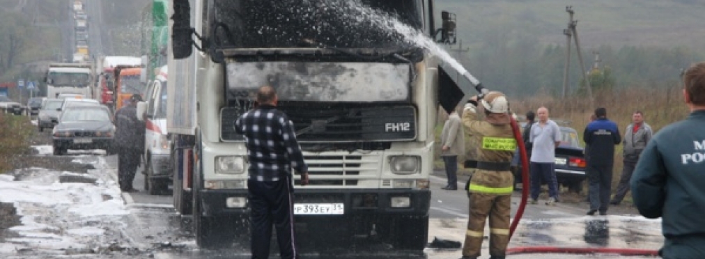 В Украине сгорел грузовик российского перевозчика