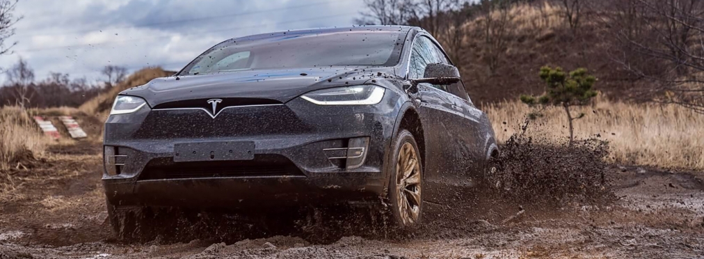 Tesla Model X загнали в глубокую грязь