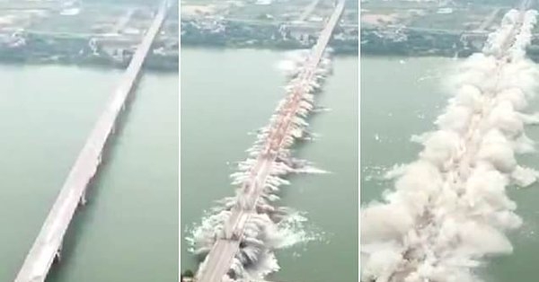 В Китае взорвали мост длиной полтора километра